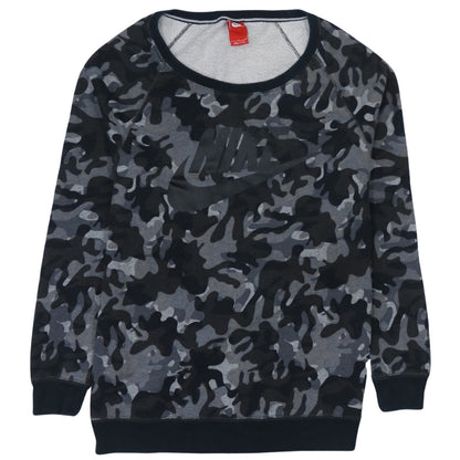 Nike Men's Grey Camouflage Crew Neck Pullover Sweatshirt Size S