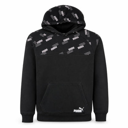 Puma Men's Black Small Pullover Hoodie with Logo Print