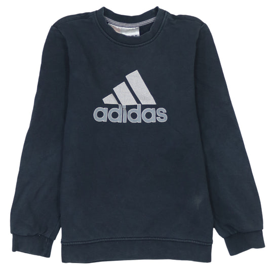 Adidas Boys Black Pullover Sweatshirt 13-14 Years Logo Fleece Crew Neck