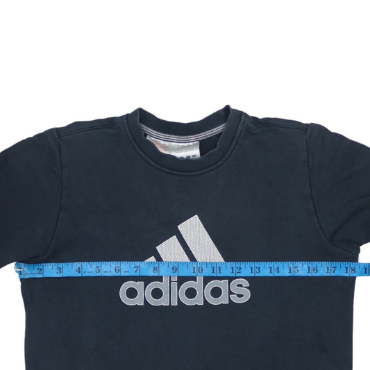 Adidas Boys Black Pullover Sweatshirt 13-14 Years Logo Fleece Crew Neck