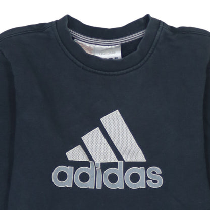 Adidas Boys Black Pullover Sweatshirt 13-14 Years Logo Fleece Crew Neck