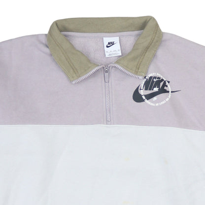 Nike Women's Grey Beige Colourblock 1/4 Zip Sweatshirt XS