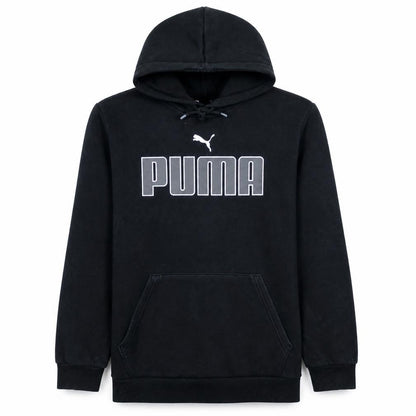 Puma Men Black Pullover Hoodie S Regular Fit Fleece Logo Sportswear