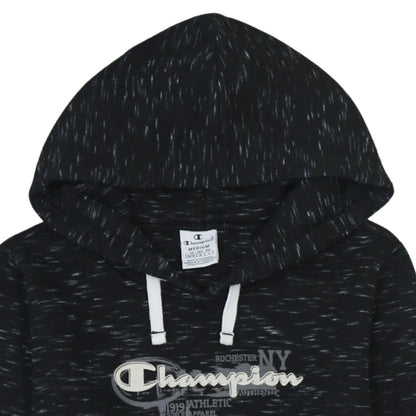 Champion Women Black Medium Pullover Hoodie with Logo Print