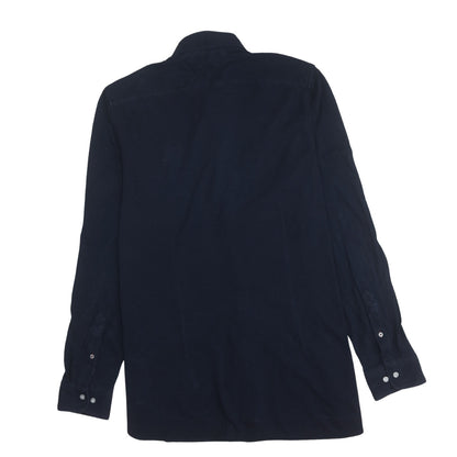 Tommy Hilfiger Men's Blue Slim Fit Knitted Cotton Long Sleeve Shirt XL