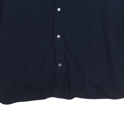 Tommy Hilfiger Men's Blue Slim Fit Knitted Cotton Long Sleeve Shirt XL