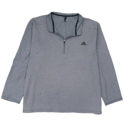 Adidas Men Grey 2XL Quarter Zip Sweatshirt Pullover Sports Top