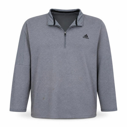 Adidas Men Grey 2XL Quarter Zip Sweatshirt Pullover Sports Top