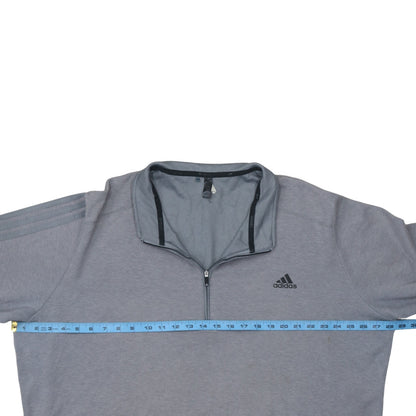Adidas Men Grey 2XL Quarter Zip Sweatshirt Pullover Sports Top