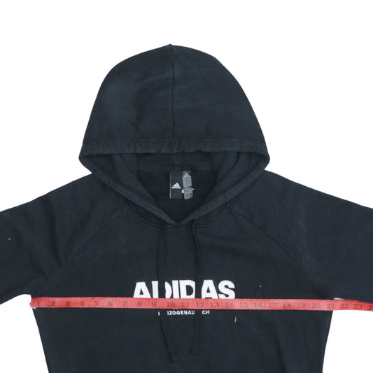 Adidas Women's Black Pullover Hoodie L Logo Print Cotton Blend