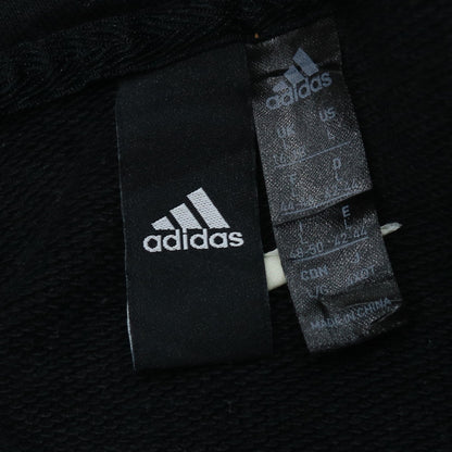 Adidas Women's Black Pullover Hoodie L Logo Print Cotton Blend