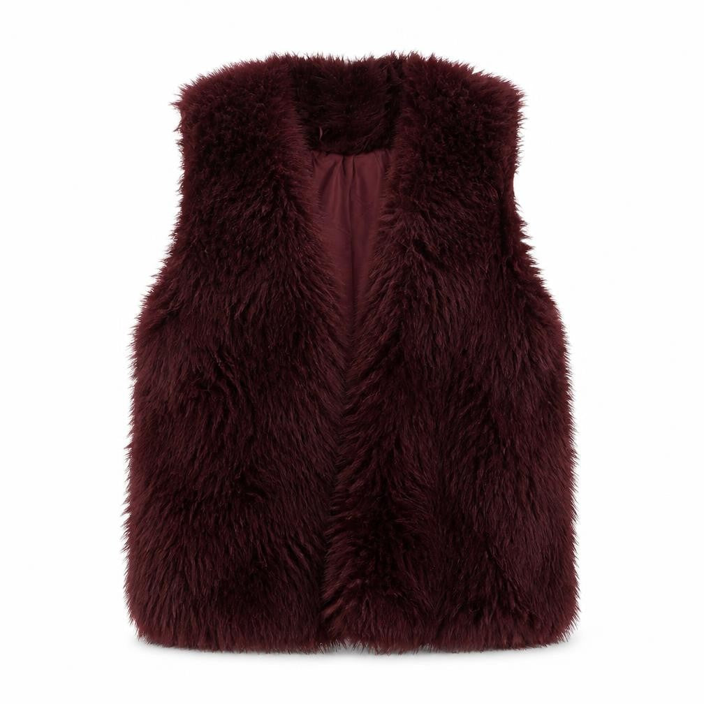 Next Women’s Brown Faux Fur Waistcoat Size M Lined Sleeveless Open Gilet