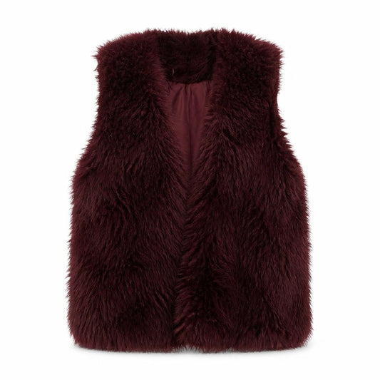 Next Women’s Brown Faux Fur Waistcoat Size M Lined Sleeveless Open Gilet