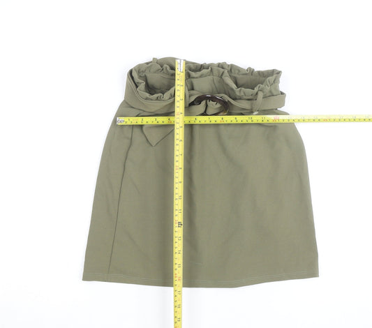 New Look Women’s Green Knee Length High Waist Belted Skirt Size 6