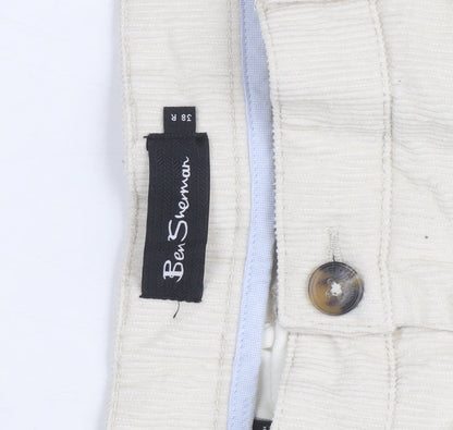Ben Sherman Men's Beige Corduroy Chino Trousers Size 38R