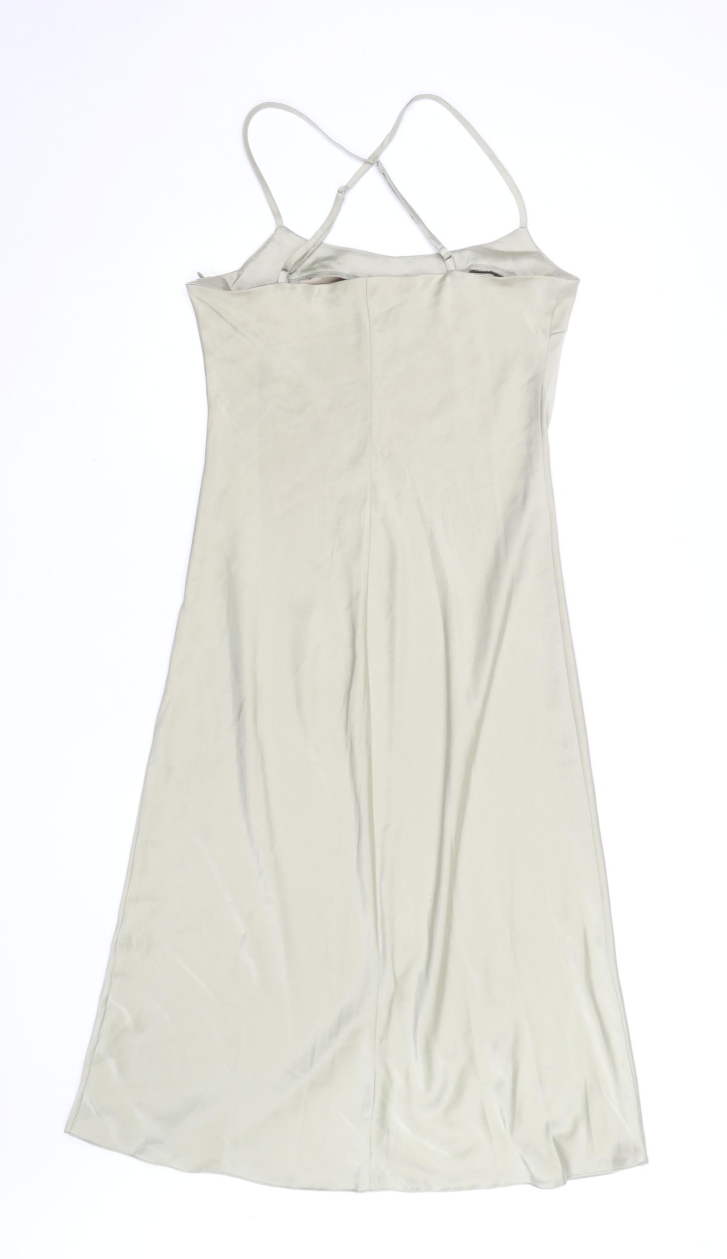 Nasty Gal Women’s Beige Satin Slip Dress Size 12 Lightweight Midi