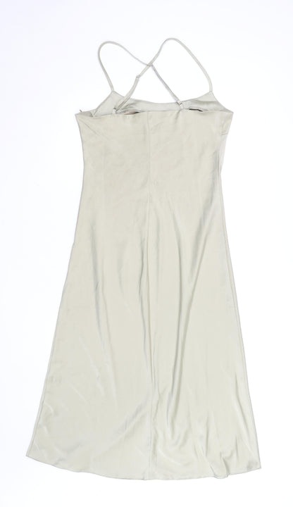 Nasty Gal Women’s Beige Satin Slip Dress Size 12 Lightweight Midi