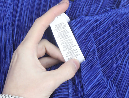 Boohoo Womens Blue Pleated Wrap Blouse Size 12 Long Sleeve
