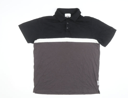 Soviet Men’s Black Colourblock Polo Shirt XL Regular Fit
