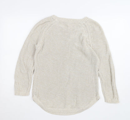 Mystify Womens Beige Knit Pullover Jumper Medium 100% Cotton