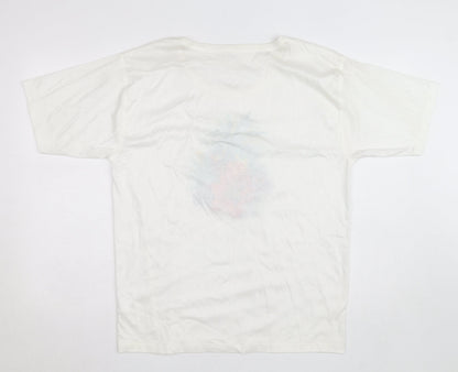 Lucia Women's White Floral Embroidered Cotton T-Shirt Size M
