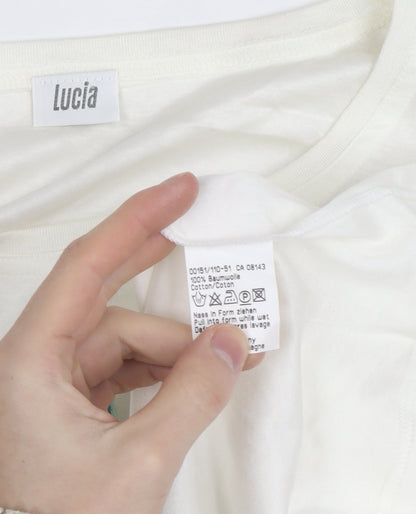 Lucia Women's White Floral Embroidered Cotton T-Shirt Size M