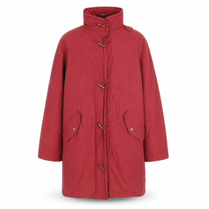 Red/Green Mens Red Toggle Overcoat L Polyester Blend Lined Jacket