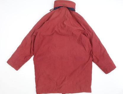 Red/Green Mens Red Toggle Overcoat L Polyester Blend Lined Jacket