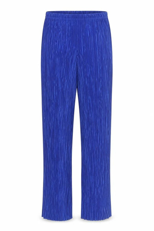 Boohoo Women's Blue Pleated Wide-Leg Trousers Size 12