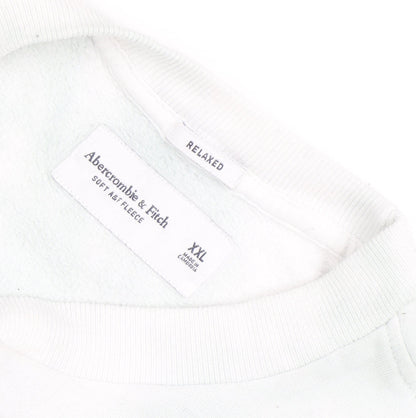 Abercrombie & Fitch Men's White 2XL Relaxed Fleece Pullover Jumper