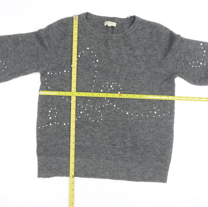 Monsoon Women's Grey Wool Blend Beaded Pullover Jumper M