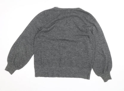 Monsoon Women's Grey Wool Blend Beaded Pullover Jumper M