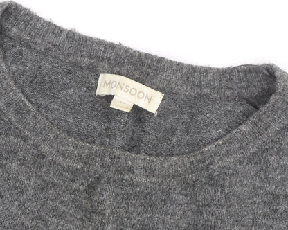 Monsoon Women's Grey Wool Blend Beaded Pullover Jumper M