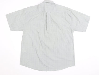 EWM Men's Grey Check Short Sleeve Button-Up Shirt Size L
