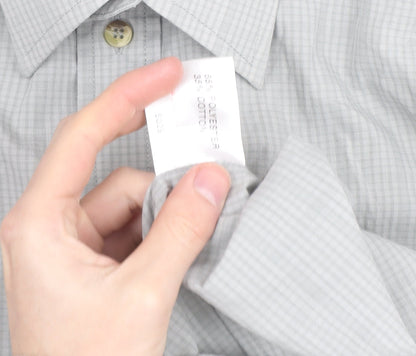 EWM Men's Grey Check Short Sleeve Button-Up Shirt Size L