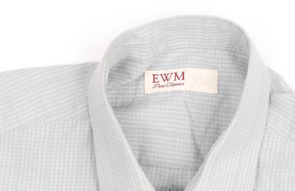 EWM Men's Grey Check Short Sleeve Button-Up Shirt Size L
