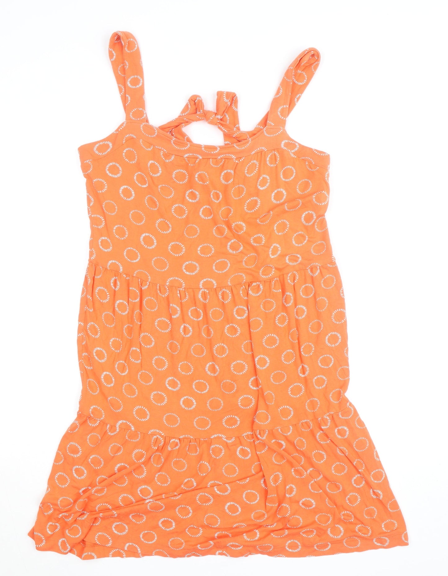 Next Women’s Orange Geometric Jersey Sleeveless Knee Length Sundress Size 12