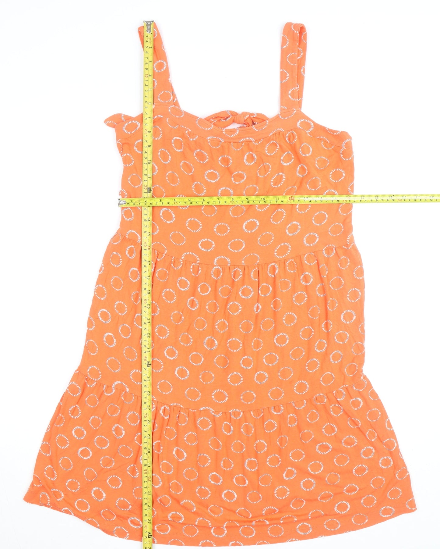 Next Women’s Orange Geometric Jersey Sleeveless Knee Length Sundress Size 12