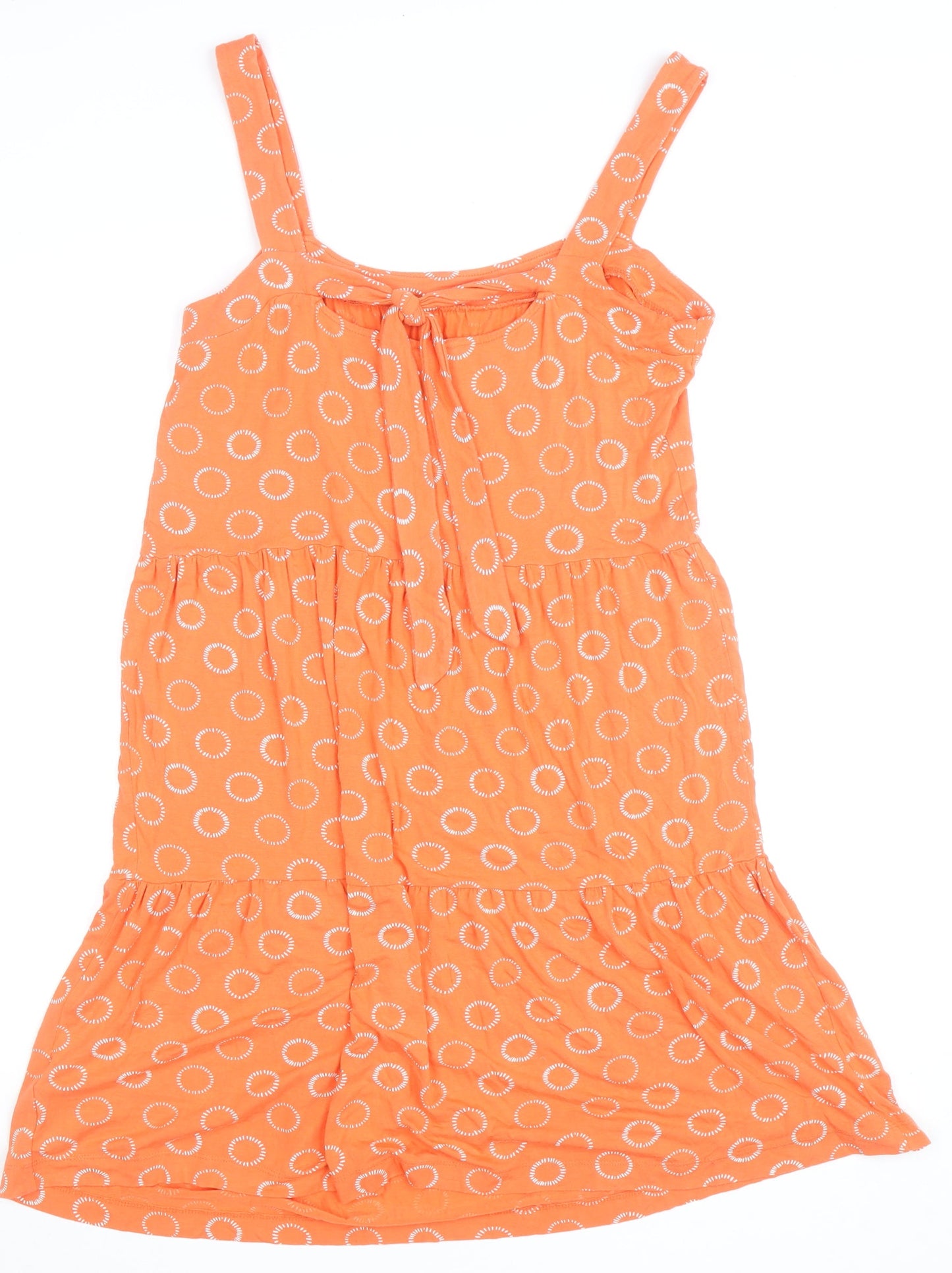 Next Women’s Orange Geometric Jersey Sleeveless Knee Length Sundress Size 12