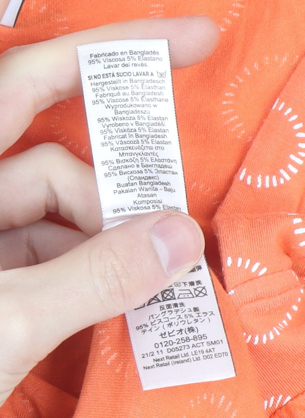 Next Women’s Orange Geometric Jersey Sleeveless Knee Length Sundress Size 12