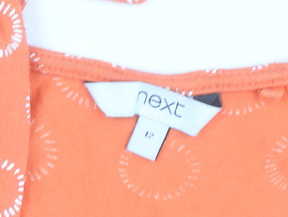 Next Women’s Orange Geometric Jersey Sleeveless Knee Length Sundress Size 12