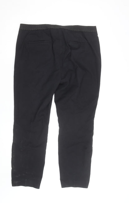 Zara Women Black Cropped Stretch Trousers Size 18