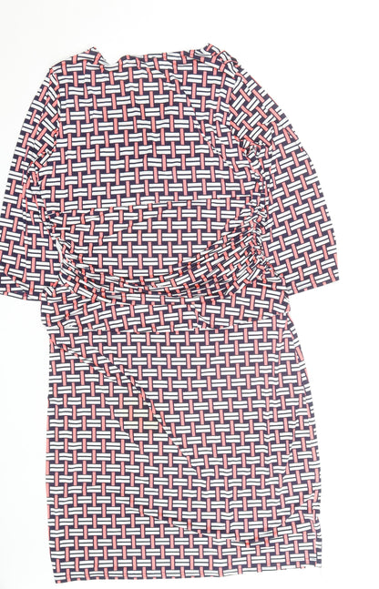Onjenu London Women’s Multicoloured Geometric Knee Length Wrap Dress Size 18