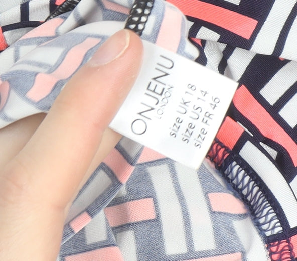 Onjenu London Women’s Multicoloured Geometric Knee Length Wrap Dress Size 18
