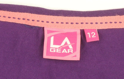 LA Gear Women's Purple V-Neck Short Sleeve T-Shirt Size 12