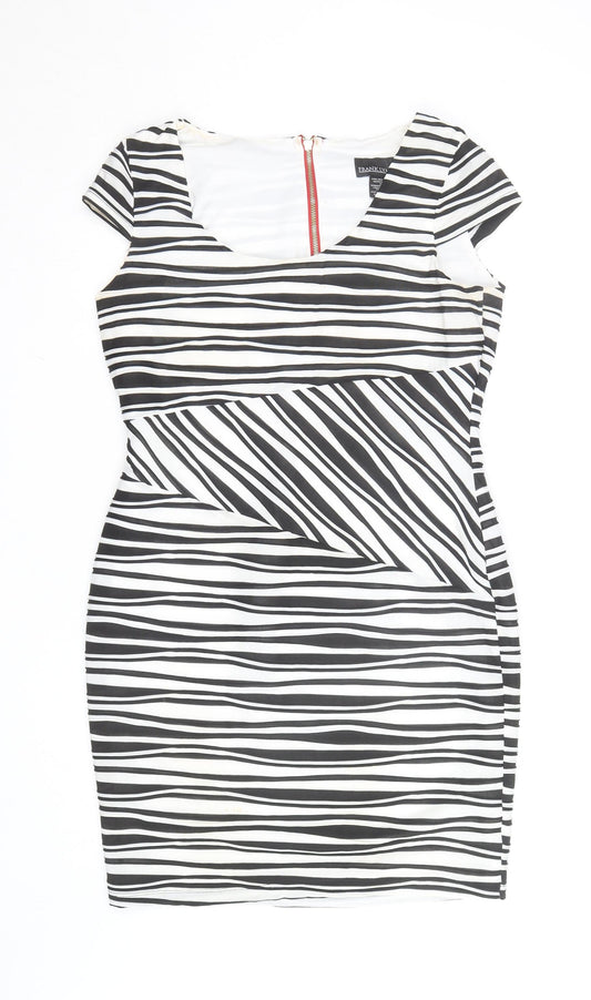 Frank Lyman Women's Black & White Striped Bodycon Dress Size 16