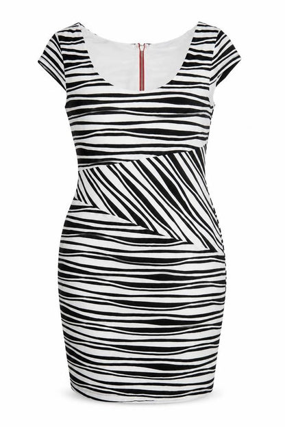 Frank Lyman Women's Black & White Striped Bodycon Dress Size 16