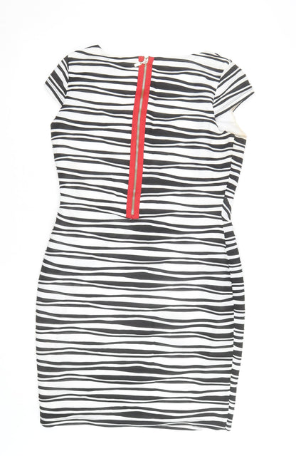 Frank Lyman Women's Black & White Striped Bodycon Dress Size 16