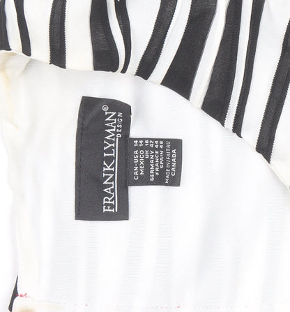 Frank Lyman Women's Black & White Striped Bodycon Dress Size 16