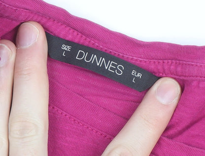 Dunnes Women’s Pink Cotton Crochet Short Sleeve T-Shirt L